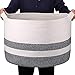 GOCAN Cesta de manta extra grande Cesta de cuerda de algodón D55 X H35cm Cestas de lavandería tejidas para mantas Cesta de almacenamiento con asas XXXL (Dark Grey)