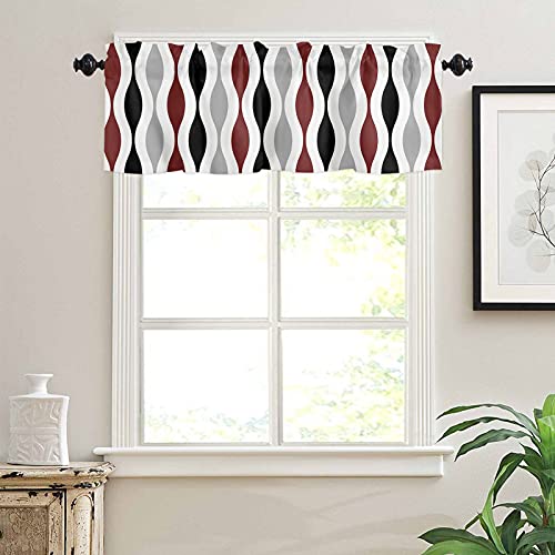 Curtain Valance For Windows Mid Century Abstract Art Rod Pocket Valance Window Treatments 1 Panel Symmetrical Geometric Black Red Grey Short Curtains For Kitchen Windows Bathroom Bedroom 54 X 18 Inch #TOP2