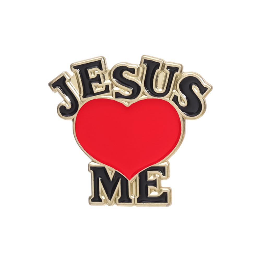 White and Black Color Red Heart Enamel "I Love JESUS"Brooches Lapel Pin