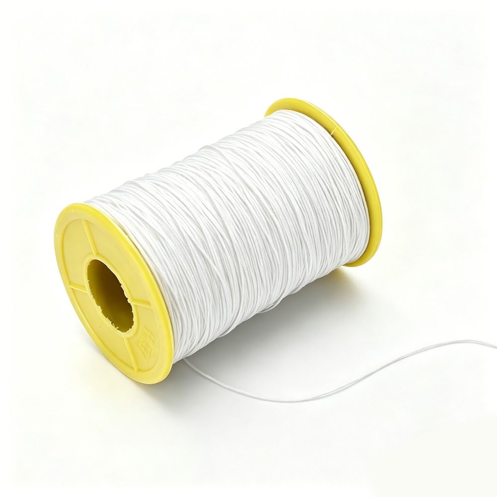 1 Roll 0.45mm White Shirring Elastic Thread Elastic Sewing Thread Polyester Stretchy String for Sewing, Beading