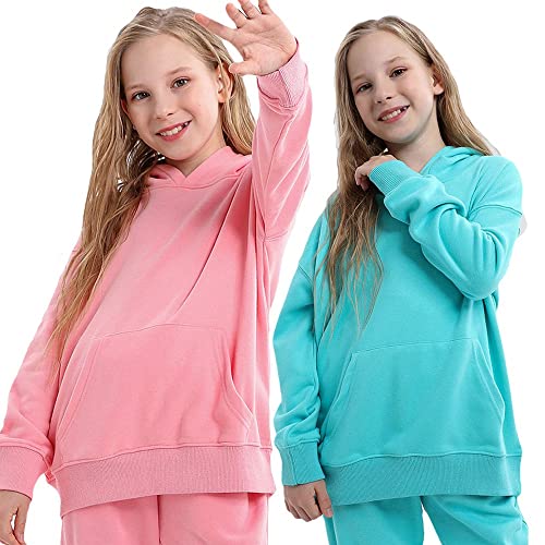 Kit 2 Moletom de Frio Unissex Infantil Criança Algodão Peluciado Canguru - Rosa/Verde/12