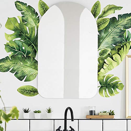 Palm Leaf Wall Stickers - Tropical Leaves Decals - Foliage Monstera Wall Decal - Jungle Theo Leaf Decals - Banana Greenery Vinyl Décor Cling With Gift #TOP4