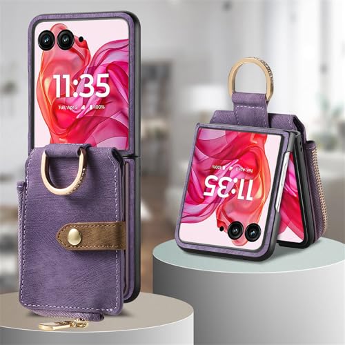 Étui de protection Moto Razr 40 en cuir rose de haute qualité