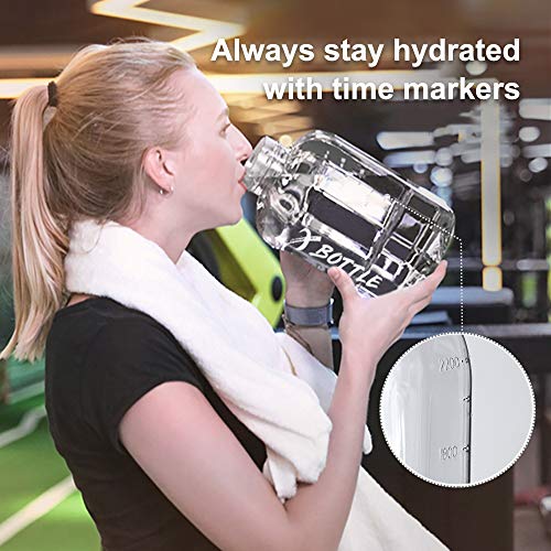 Half Gallon Water Bottle with Infuser, BPA Free 84oz Large Water Bottle Dishwasher Safe Hydration with Motivational Time Mark Leak-Proof 2.5L Sports Water Bottle for Camping Sports Workouts(Clear) - Image 6