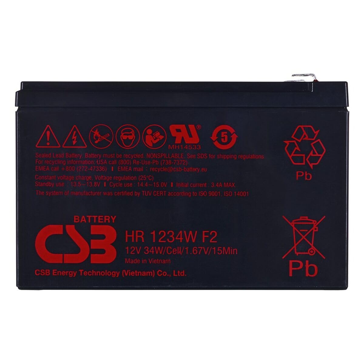 Batería para SAI HR1234WF2 9 Ah 12 V - Marca EAN: 5904006036078