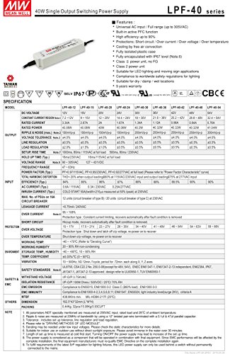 Image of LPF-40-42 | Mean Well LPF Series 40W 42V CC /CV AC LED Driver
