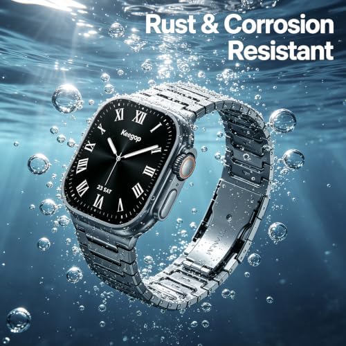 Image of Titanium Apple Watch Band for Men Compatible with Apple Watch Ultra 3 /2 /1 49mm,iWatch Series 11 /10 /9 /8 /7 /6 /5 /4 /SE /3 /2 /1 (46 /45 /44 /42mm),Lightweight Waterproof and Scratch Resistant Metal Strap