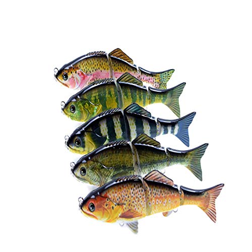 Yialia Isca de pesca biônica isca afundando corpo duro isca de pesca de 3 segmentos isca de pesca mu