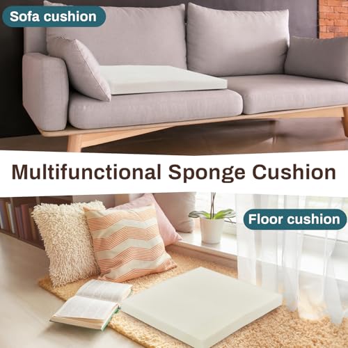 Image of Frienda 6 Pack 2 inch X 26 inch X 26 inch Upholstery High Density Foam Cushion White Replacement Cushion or Commercial Use Stuffing Craft Foam Couch Chair Padding DIY Projects