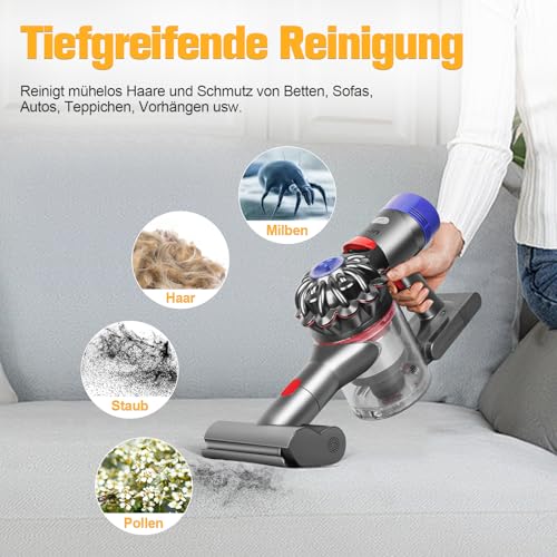 RUKHOOL Mini Turbinendüse für Dyson V7 V8 V10 V11 V15 Bürste Ersatzteile Bürstenrolle Zubehör Ersatzbürste für Matratze Sofa Autositz Sessel Entfernt Milben und Allergene