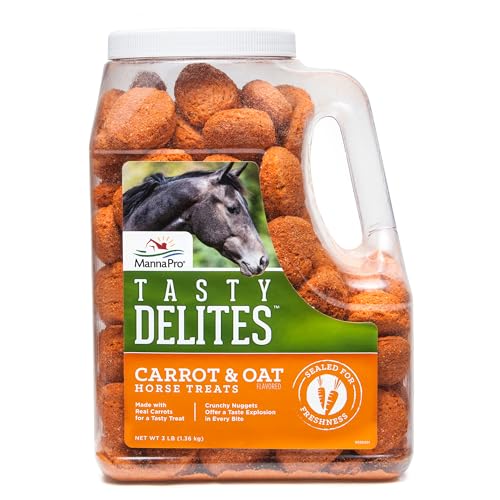 Manna Pro Tasty Delights, Training Horse Treat, Bite-Size Treats for Horses, Jugged Carrot Flavor Treats, 3 LB