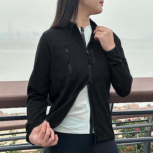 WOSAWE Women's Cycling Jacket Lightweight Breathable Mountain Bike Tops Windproof Running Sports Coat (Black, XS) - Image 3