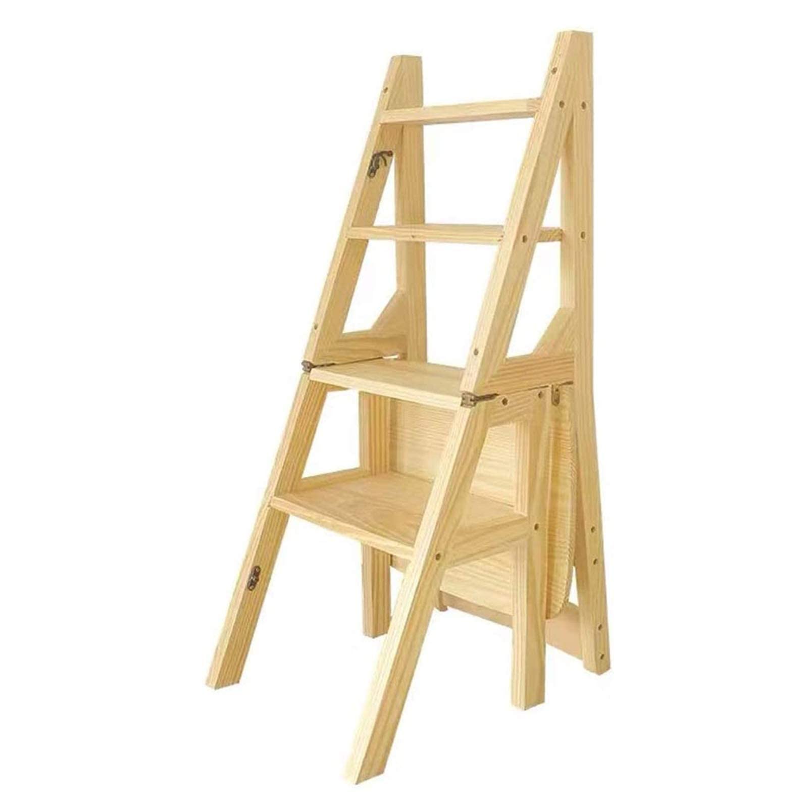 Buy Solid Wood 4Step Stool Folding Step Ladder Chair MultiUse