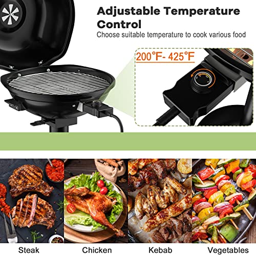 Giantex Electric Grill, 1600W Portable Barbecue Grill With Removable Non-Stick Grilling Rack, Adjustable Temperature, Oil Drip Tray, For Indoor Outdoor Picnic Camping Backyard Cooking, Black #TOP2