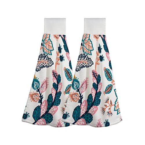 Zhimi Hanging Kitchen Towels Hand Bath Towels Fantasy Flowers Paisley Style Pattern Dish Cloth Tie Towel With Loop Soft Bathroom Washcloth Absorbent Tie Towel #TOP1