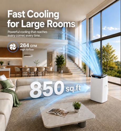 Image of Portable Air Conditioner, 16000 BTU Fast Cooling for Large Rooms up to 850 Sq.Ft, 3-in-1 Energy Efficient Portable AC Unit with Upward Airflow, Sleep Mode, for Bedroom /Apartment /Living Room