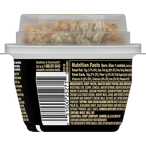 Campbell's Slow Kettle Style Loaded Potato Soup With A Crunch, 7 Ounce Microwavable Cup (Pack Of 12) #TOP5