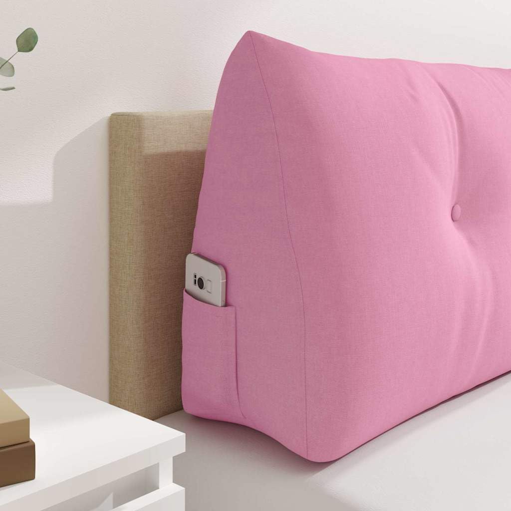 Rücken Kissen Rosa 100x24x50 cm Samt-Optik - Ergonomisches Lesekissen mit Knöpfen und Abnehmbarem Bezug - Großes Rückenkissen für Bett, Sofa und Home Office
