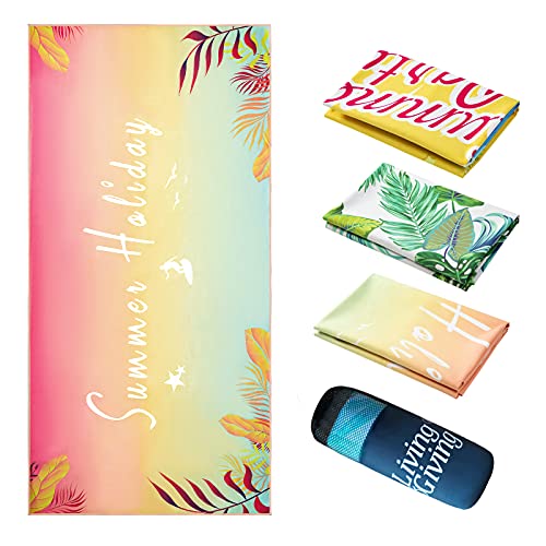 Microfiber Beach Towel Living&Giving,Oversized Absorbent Beach Towels ,Sand Free Beach Towels for Kids,Adults,Fast Dry Towels for Beach,Swimming,Sport and Gym (Cool Surfing, 30" 60")