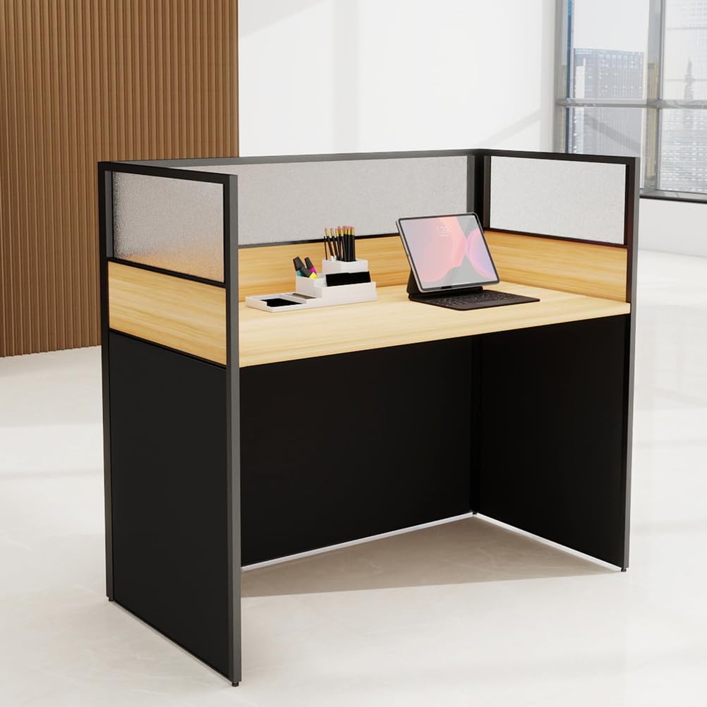 Scrivania da Ufficio con Divisorio Privacy E Gestione Cavi per Smart Working E Studio