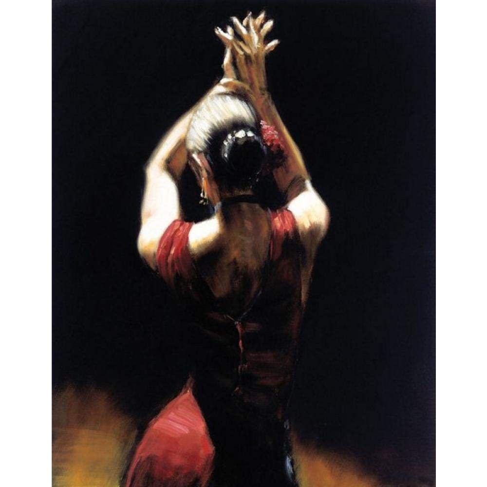 KEMEIQI Flamenco Tanz Leinwandbild – 40x125 Cm, 2 Stück, Ohne Rahmen, Moderner Wanddeko