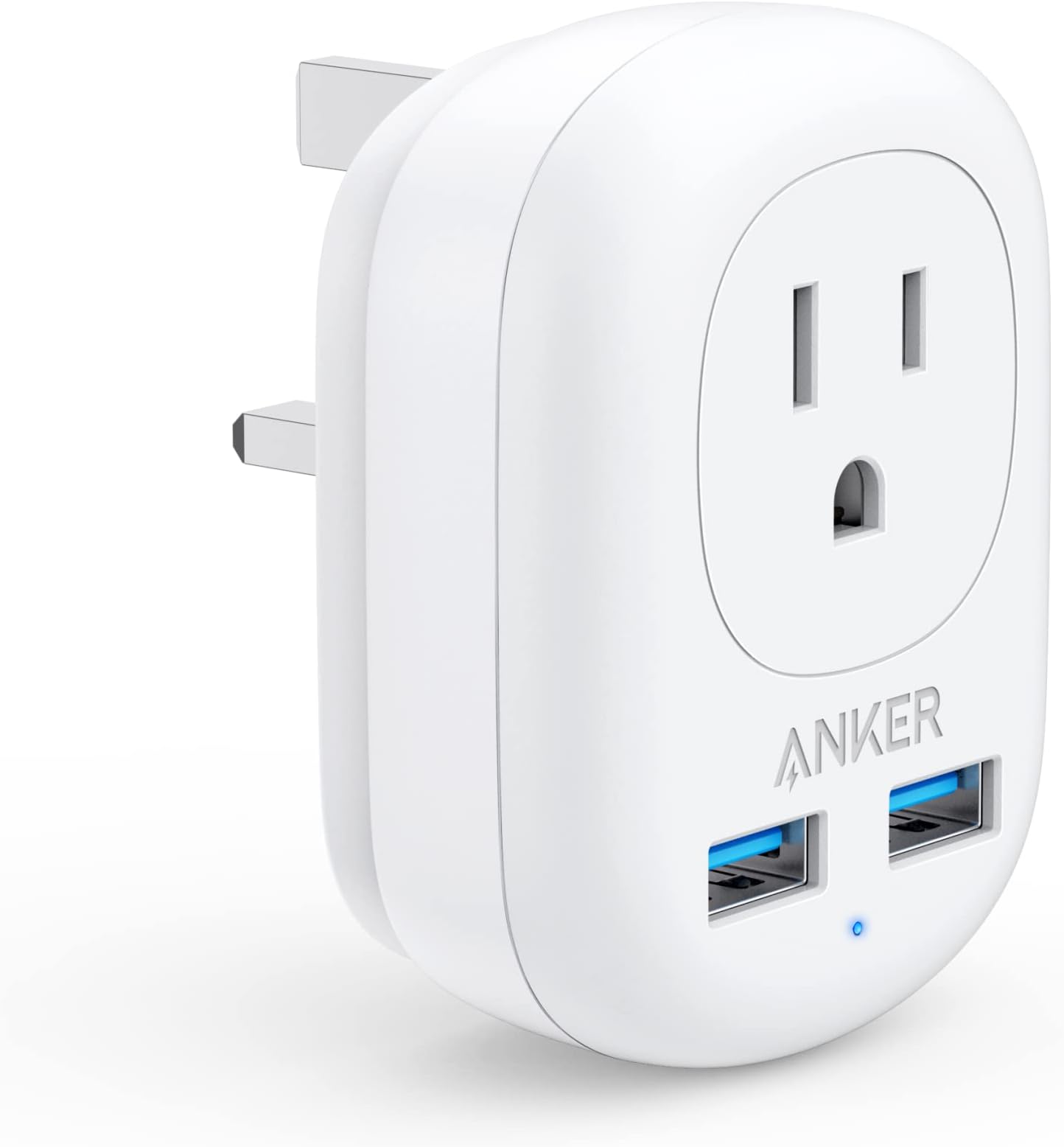Anker UK Travel Adapter, PowerExtend USB Plug International Power Adapter with 2 USB and 1 Outlet, US to British England Scotland Ireland London Hong Kong, Compact for Travel, Desk and Office