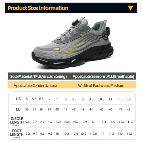 Image of Steel Toe Shoes for Men Women Safety Work Shoes Air Cushion Construction Industrial Shoes Safety Shoes Lightweight Steel Toe Sneakers for Men