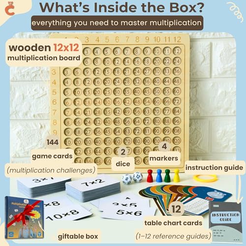 Multiplication Games, tablero Montessori 12x12 madera miniatura 2