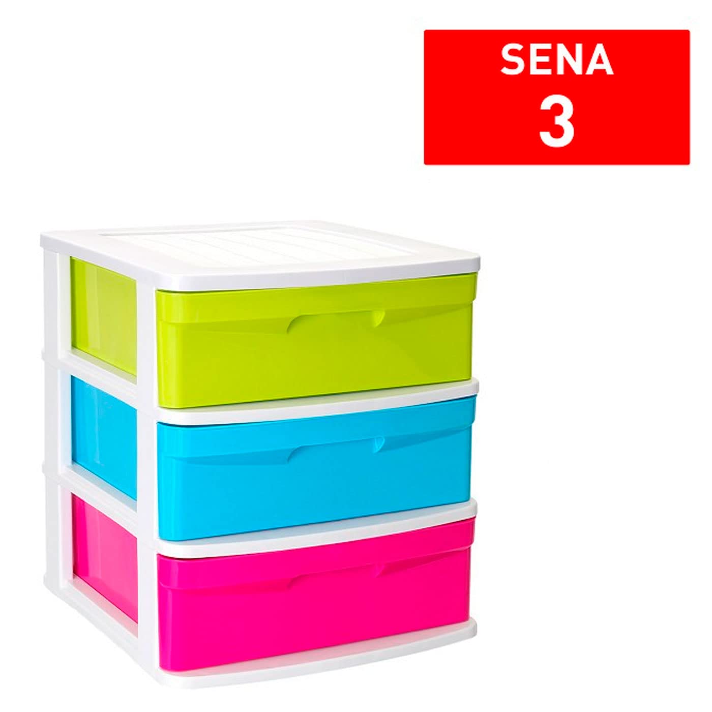 Tradineur - Cajonera de ordenación Sena con 3 cajones multicolor, torre de almacenaje multiusos, hogar (Blancolor, 49,5 x 39 x 40 cm)