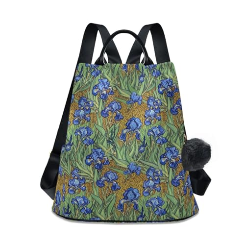 Sac à dos vintage fleurs bleues antivol voyage serein