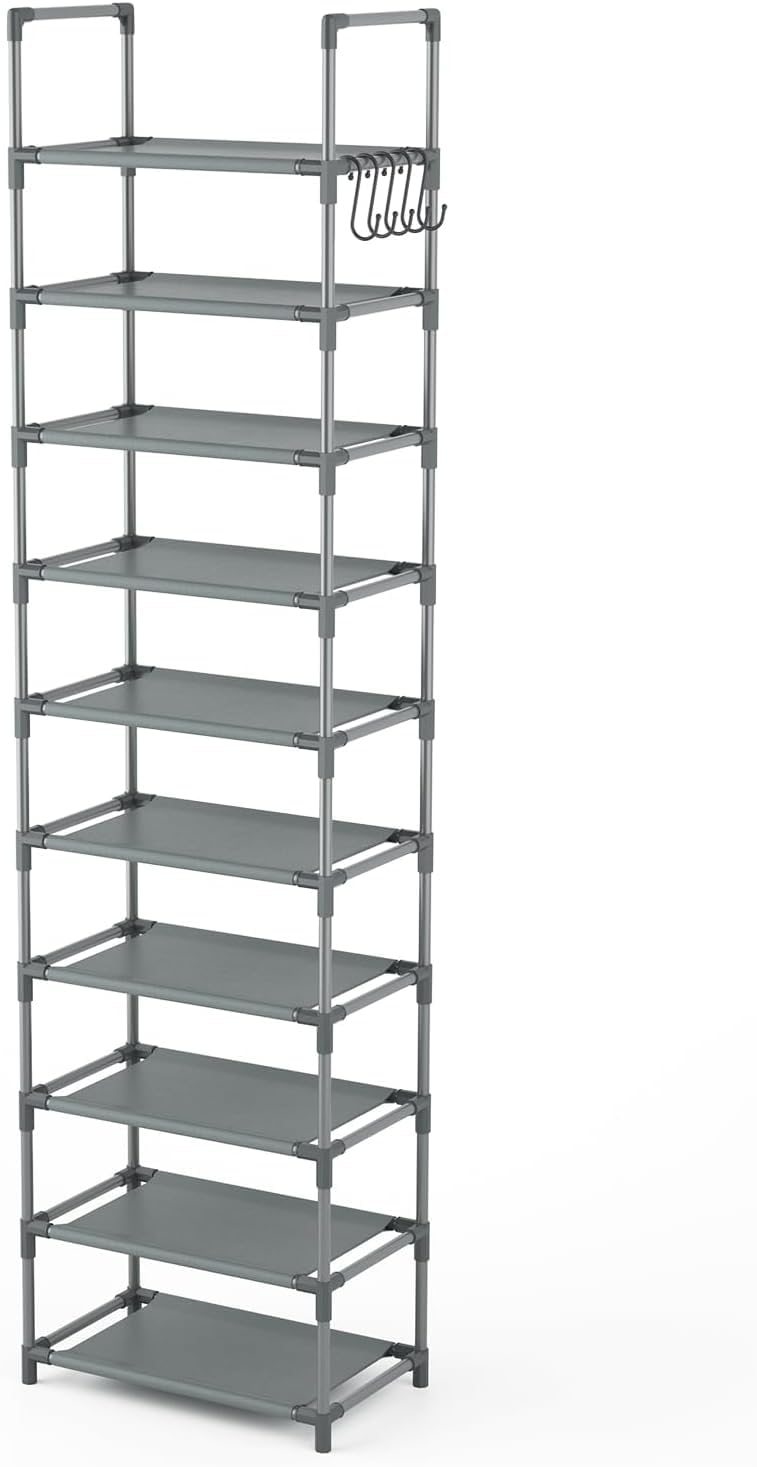 Vicye Scarpiera 10 Ripiani, Scarpiera Migliorare l'utilizzo dello spazio Slim per 20-25 Paia di Scarpe, Scaffale Scarpe in Tessuto, Portascarpe Alta Aperta per Ingresso Corridoio, Soggiorno