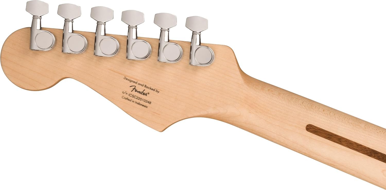 Fender Squier 6 String Solid-Body Maple Electric Guitar With Gig-Bag, Polishing Cloth, Strap, Picks & E-Book - Tahitian Coral - Image 7 thumbnail