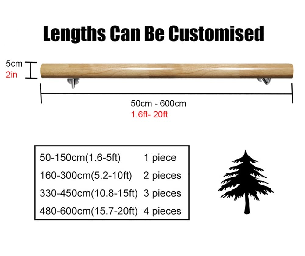 Kit di scale in legno antiscivolo per interni, casa, asilo, corridoio, ringhiera, villa, soppalco, con finitura in legno naturale, 3,6 m