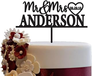 Personalzied Wedding Cake Toppers, Wedding Cake Toppers Bride and Groom, Custom Cake Topper, Customize Your Own Anniversary Mr and Mrs Cake Topper Anderson