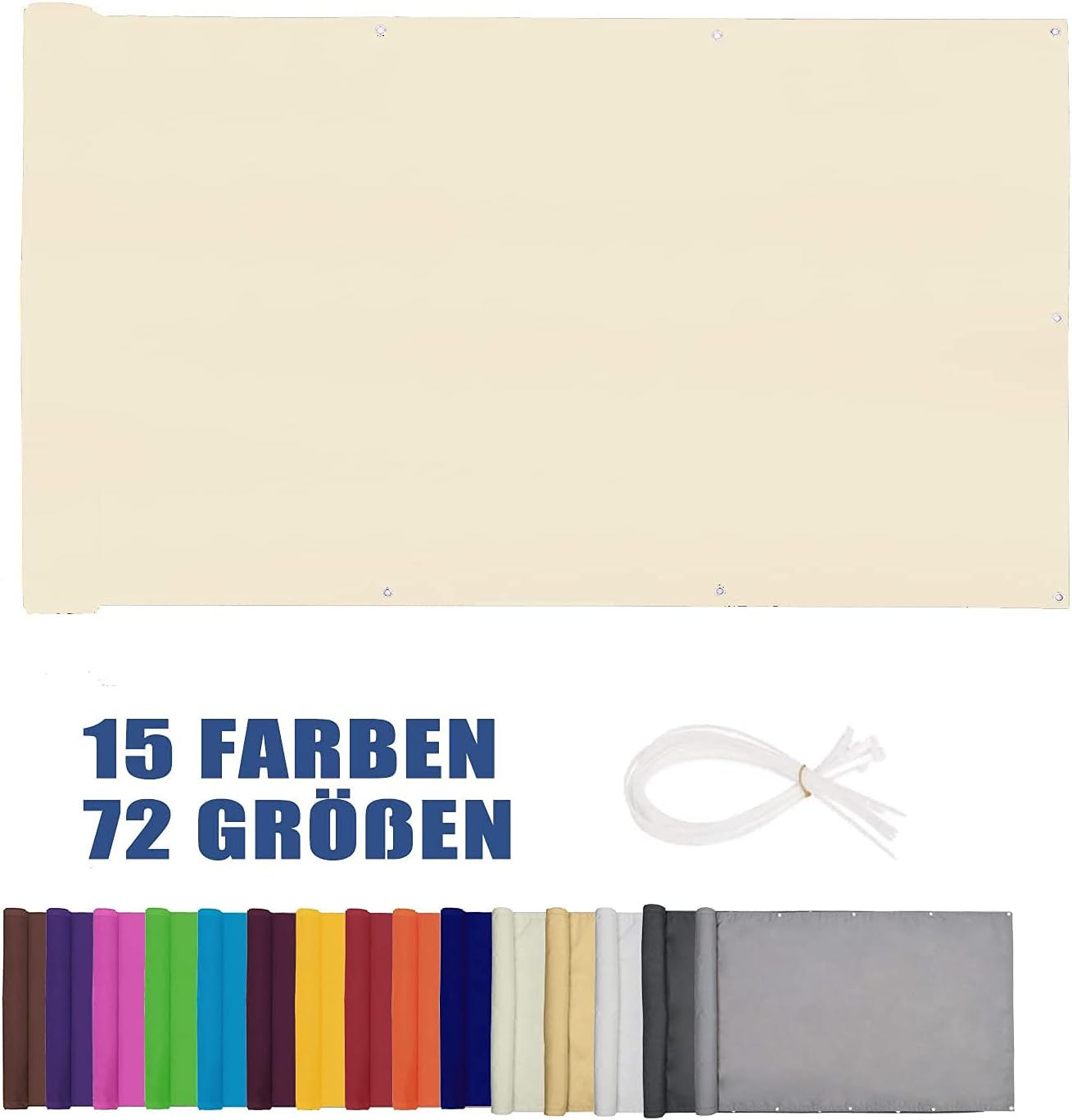 ZHhan Balcony Privacy Screen for Backyard Deck Patio Balcony Fence Porch Sun Shade PVC UV Protection Sun Wind 8 Days Delivered 11 Colors 195 Sizes 420D Milky white