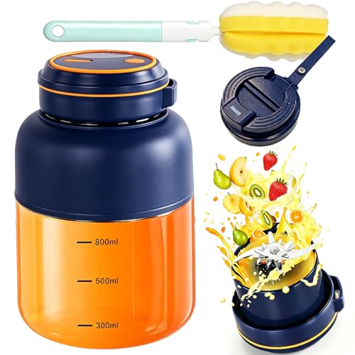 Portable Wireless Juicer Cup, 2026 Upgraded ﻿28/45 Oz Portable Electric Juicer Cup with 38-Blades, Rechargeable Usb Fresh Juice Blender for Fruits & Vegetables (blue-44oz)