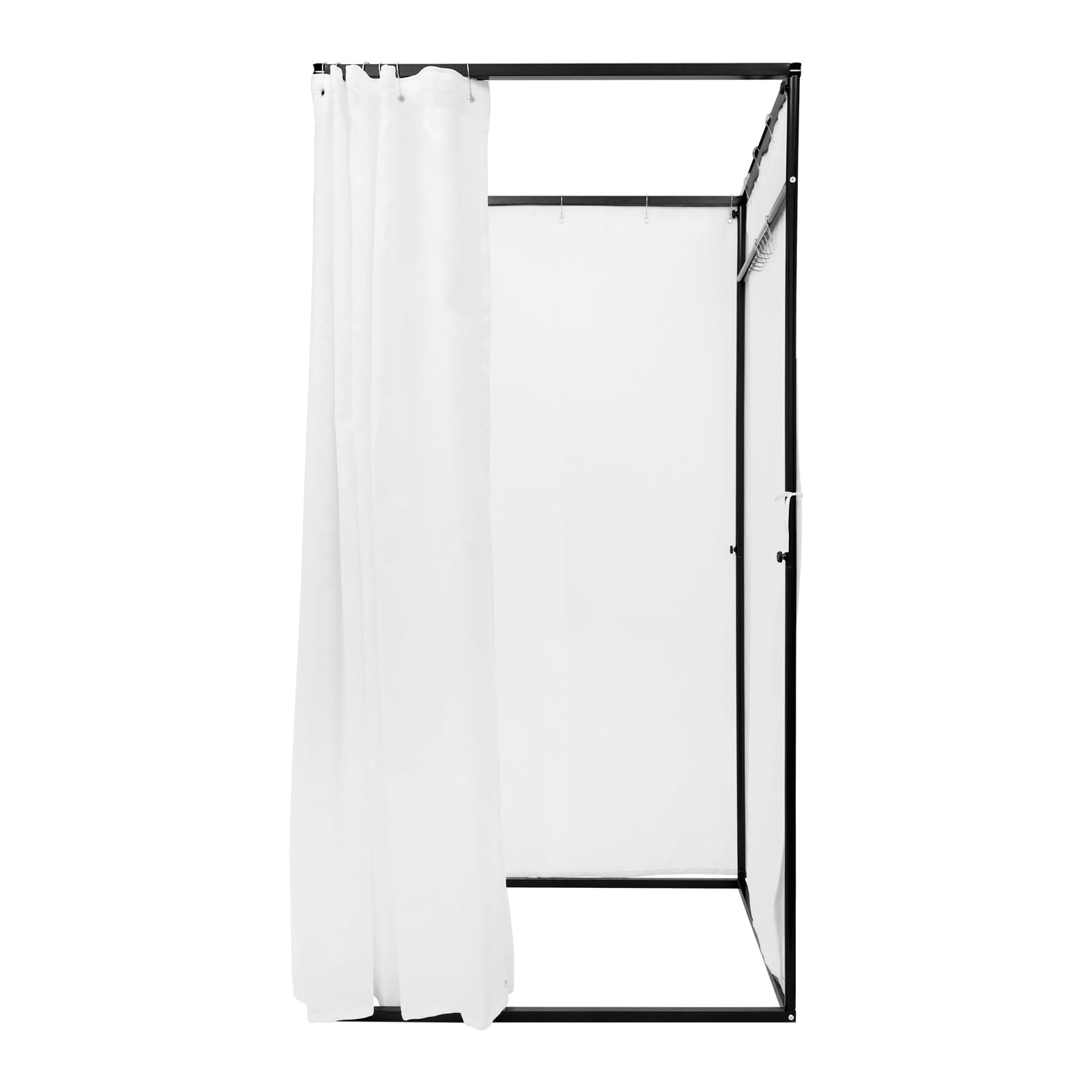 Tragbare Umkleidekabine 100x100x200cm | Freistehend mit Eisenrahmen & Lichtundurchlässigem Leinenstoff | Abnehmbar (Weiß)