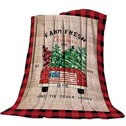 Home Decor Fleece Flanel Throw Blanket Red and Black Check, Warm Soft Lightweight Blanket for Bed Couch All Season Accent Throw Machine Washable