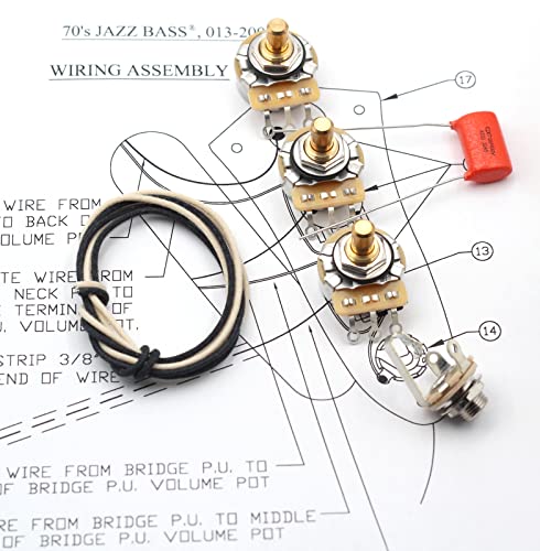 Taot Wiring Kit For Jazz Style Bass - Solid Shaft - Orange Drop Cap #TOP4
