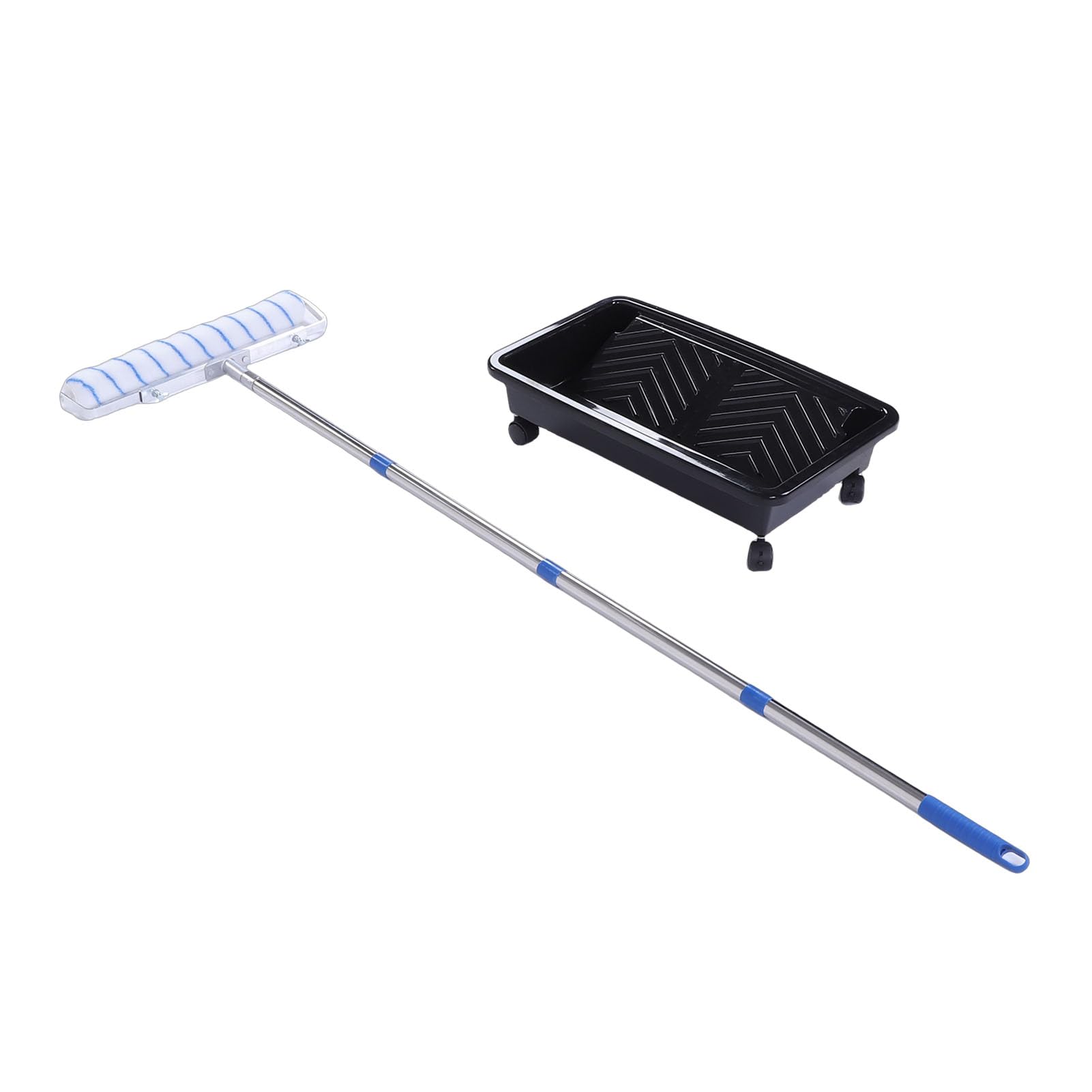 SEAFRONT 18-Zoll-Farbroller-Set, ABS-Edelstahl-Polyester-Malwerkzeuge mit Tablett und Verlängerungsstange, 45,7-cm-Rollenabdeckung, für DIY-Innenwände, Räume, Deckenanwendungen