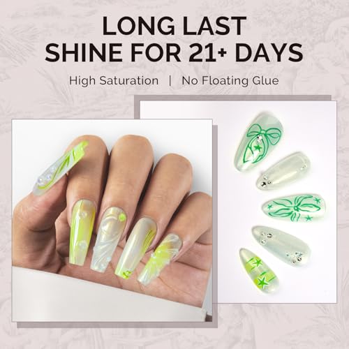 Image of MelodySusie White Shimmer Gel Nail Polish,0.5fl oz Soak Off UV LED Green White Sparkle Gel Polish Gift for Women Nail Art Manicure Salon DIY Nail Design Decoration at Home-1756