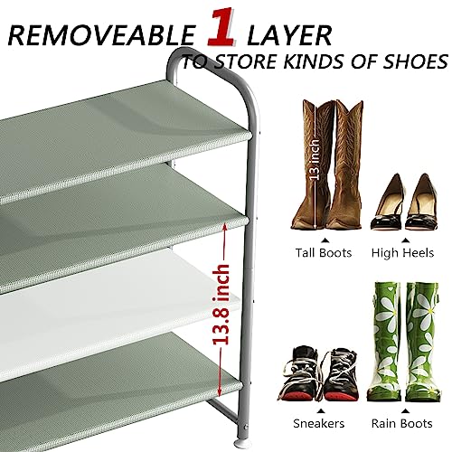 Image of INGIORDAR Shoe Rack 4 Tier Long Storage Organizer Wide Metal Shoe Shelf for Closet Entryway Grey