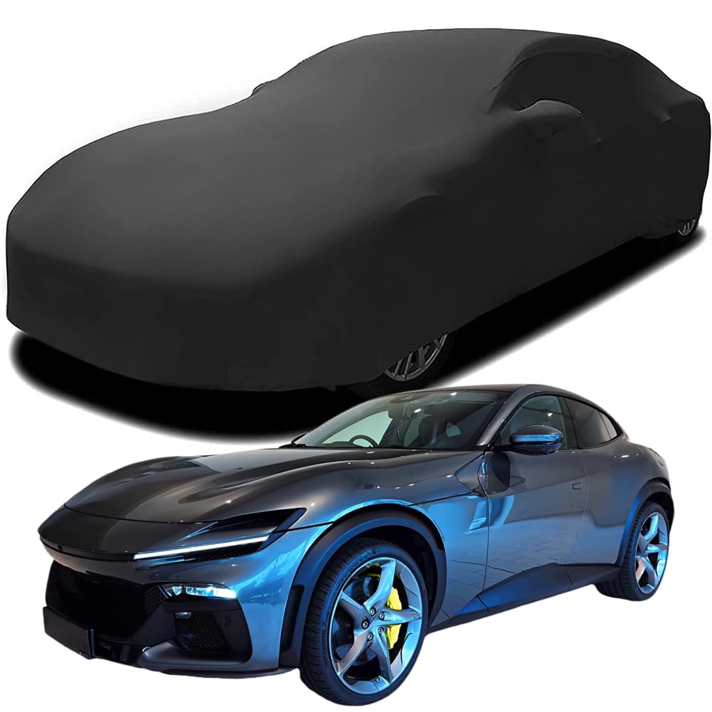 Telo Copriauto per Ferrari Purosangue, Telo Copriauto da Interni, Cotone Elasticizzato Coperture per Carrozzeria, Traspirante Antipolvere,Black