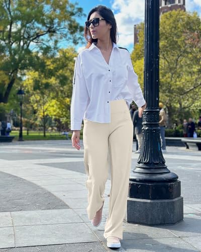 Image of Promover Wide Leg Pants Woman Yoga Pants with Pockets Stretch Loose Casual Lounge Sweatpants Petite /Regular /Tall