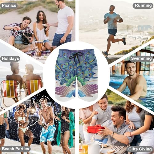 Shorts de bain homme paon à séchage rapide et cordon de serrage S - 7