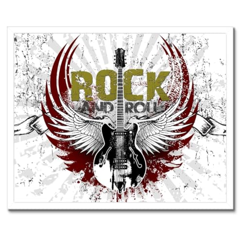 Guitare Rock and Roll poster encadré noir 50x40 cm decoration murale h572m