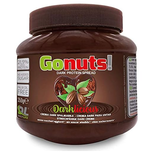 Daily Life Gonuts Darklicious - Cioccolata Fondente Spalmabile di Cacao e Nocciole - Con il 21.9% di Proteine del Siero Del Latte Senza Olio di Palma e Zuccheri Aggiunti - 350 gr