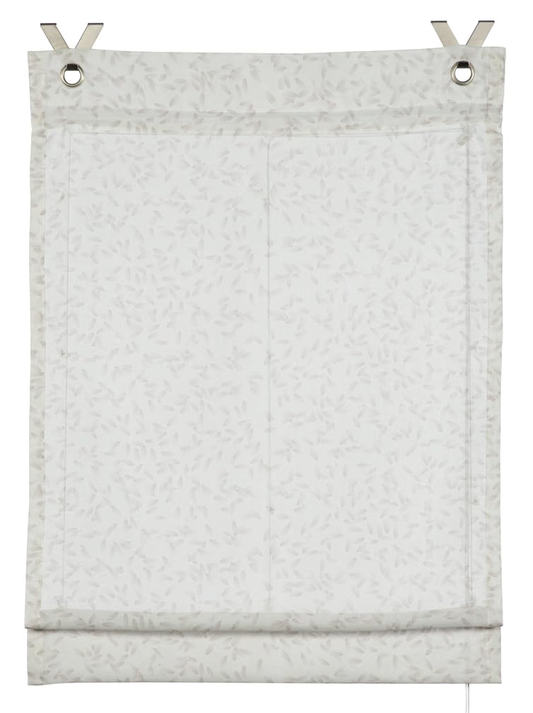 GARDINIA Roman Blind, No Drilling Required, for Clamping, Opaque, Translucent, Roman Curtain, Includes Mounting Parts, 2 Weight Bars, 2 V Hooks, Zen Silence, White Rice Grains, 60 x 140 cm (W x H)