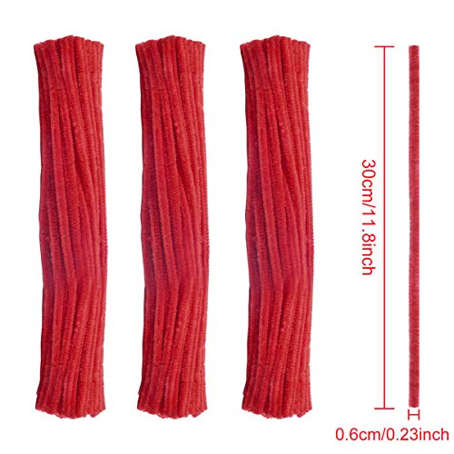 Craft Pipe Cleaners 300 PCS Red Chenille Stem 6MM x 12 Inch Twistable Stems Children’s Bendable Sculpting Sticks for Crafts and Arts (Red) - Thumbnail 3