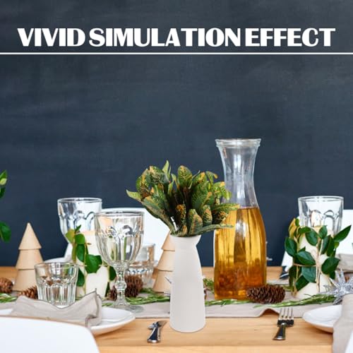 Image of balacoo 4 pcs Artificial Croton Plant Stems 12.59in Faux Tropical Plants Lifelike Greenery for Home Office Wedding Party Indoor and Outdoor Decor